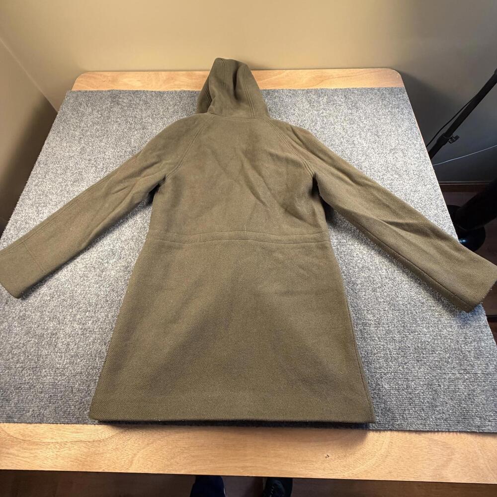J.Crew Womens Olive Green Wool Hooded Pea Coat Stadium Cloth Nello Gori 8 #H - Picture 4 of 4
